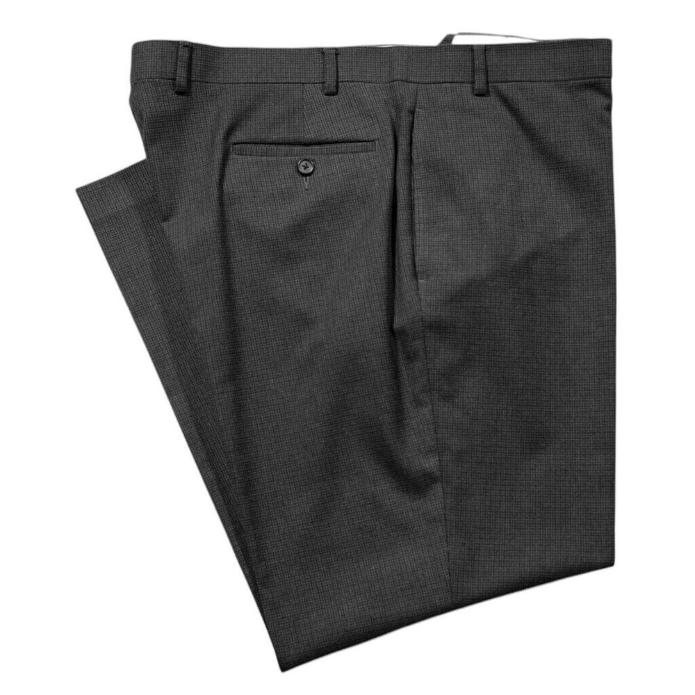 Ralph Lauren Mens Dress Pants Gray Check Plaid Stretch Flat Front Trousers 42x30